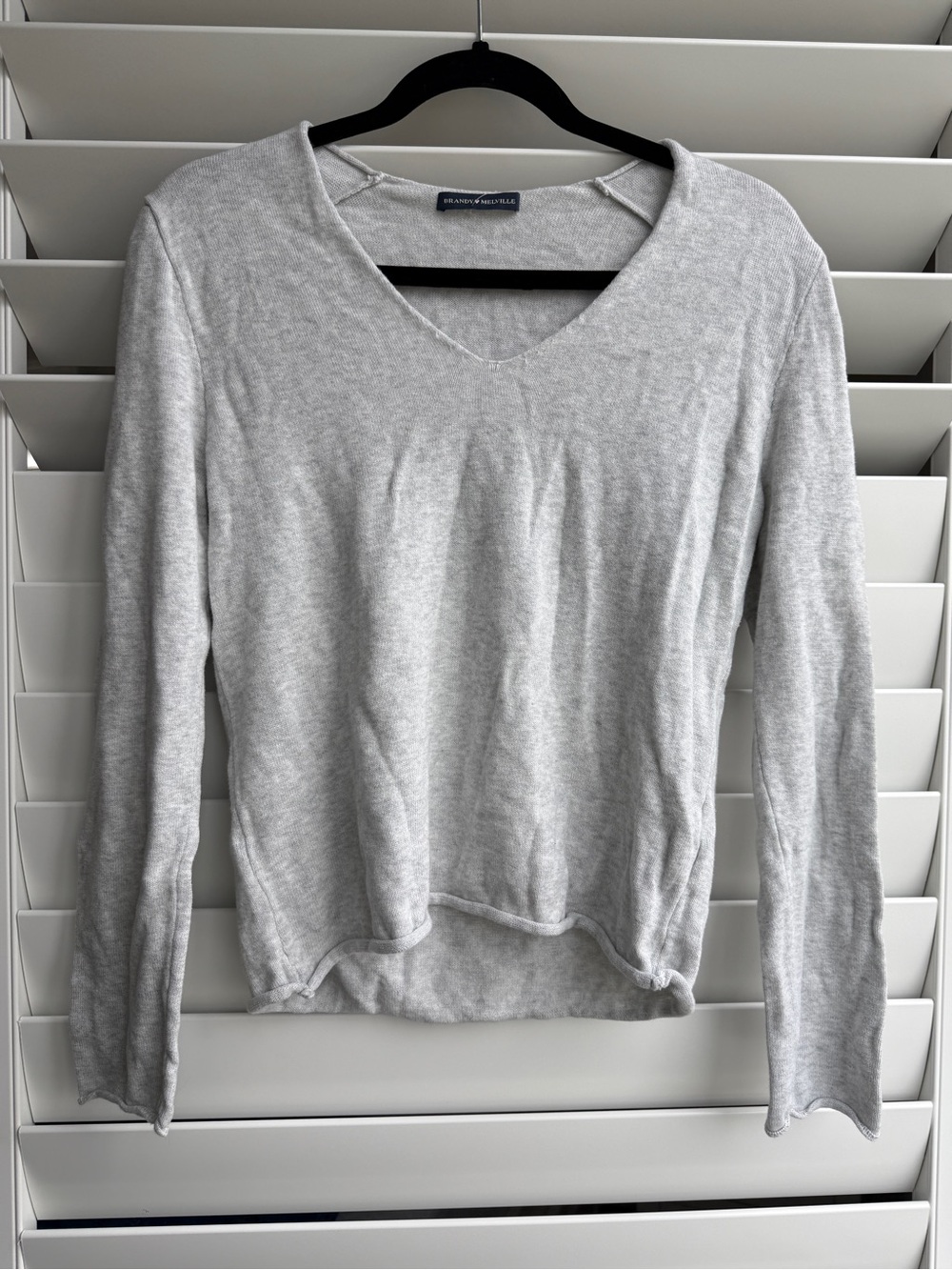 Brandy Melville Light Gray V-Neck Women's Sweater